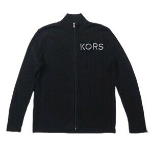 Michael Kors MK Men's Medium Black Felt Logo Full Zip